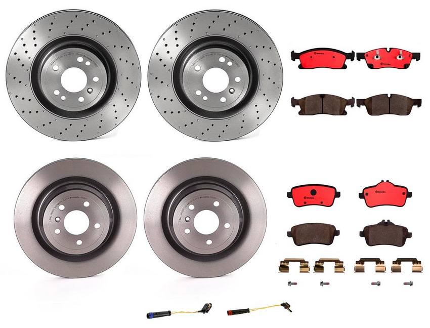 Mercedes Brakes Kit - Pads & Rotors Front and Rear (350mm/330mm) (Ceramic) 2115401717 - Brembo 3342250KIT